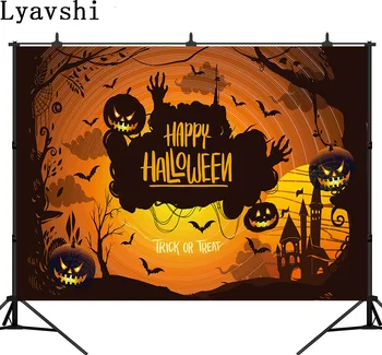

Lyavshi Happy Halloween Poster night background with creepy pumpkins elements photography studio background