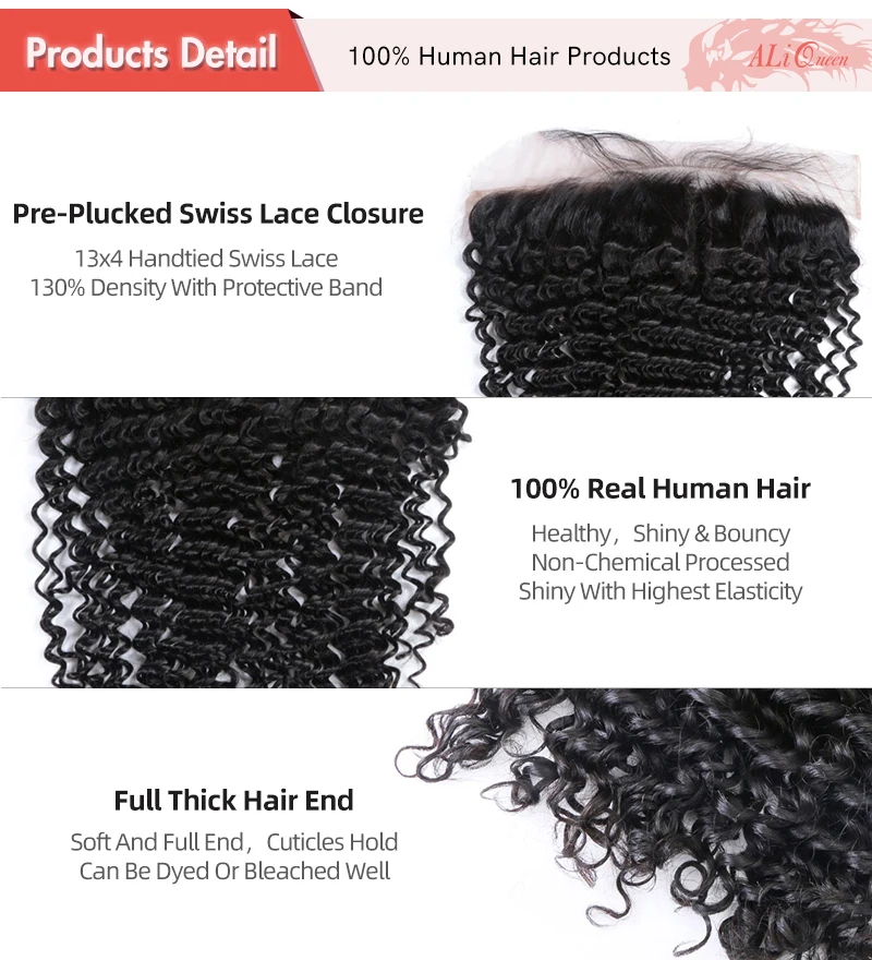Pacotes de Cabelo Humano com Laço Rainha Cabelo 4 Pçs Onda Profunda Brasileiro Virgem Frontal Cor Natural Pre-plucked13x4 Laço Ali 3 - 7 Cheap Pacotes com 34 com fecho