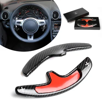 

For Porsche 991 981 Cayman Boxster Carrera Carbon Fiber Car Steering Wheel Shifter Extension Shift Paddle 2Pcs/Set