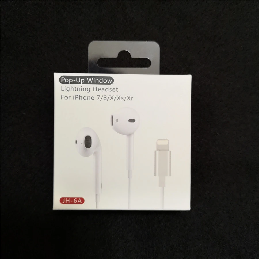 

100pcs Bluetooth with pop-up Window wired headset for iphone lightning In Ear Headsets for iPhone X XR XS max with Microphone