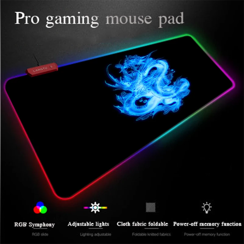 

Yuzuoan Large LOGO Gaming Mouse Pad USB LED Colorful Lighting RGB Mouse Pad Comfortable and Comfortable Control Computer Mat XXL