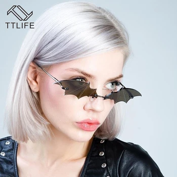 

TTLIFE 2020 women Sunglasses Cool Creative Batwing Trend Eyewear Men Rimless Vintage EyeGlasses Trend Ladies Outdoor Sun Glasses