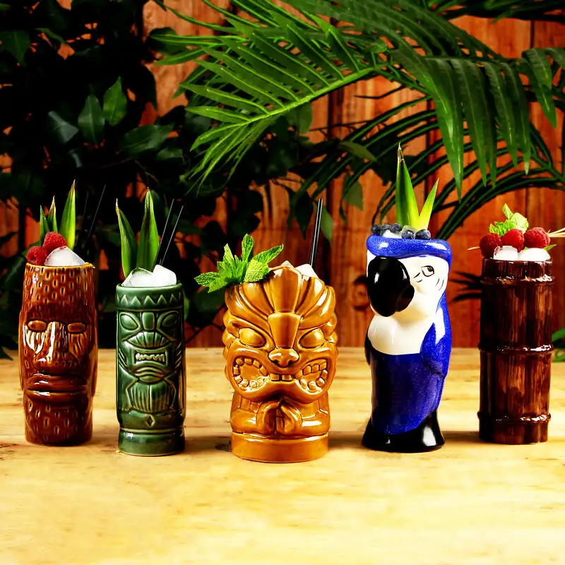New Hawaii Tiki Mugs Cocktail Cup Beer Beverage Mug Wine Mug Ceramic Easter Islander Tiki Mug 450ml
