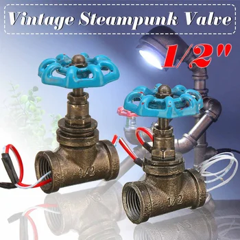 

1/2 Inch Stop Valve Light Switch With Wire For Water Pipe Lamps Lamp Loft Style Iron Valve Vintage Steampunk Table Lamp