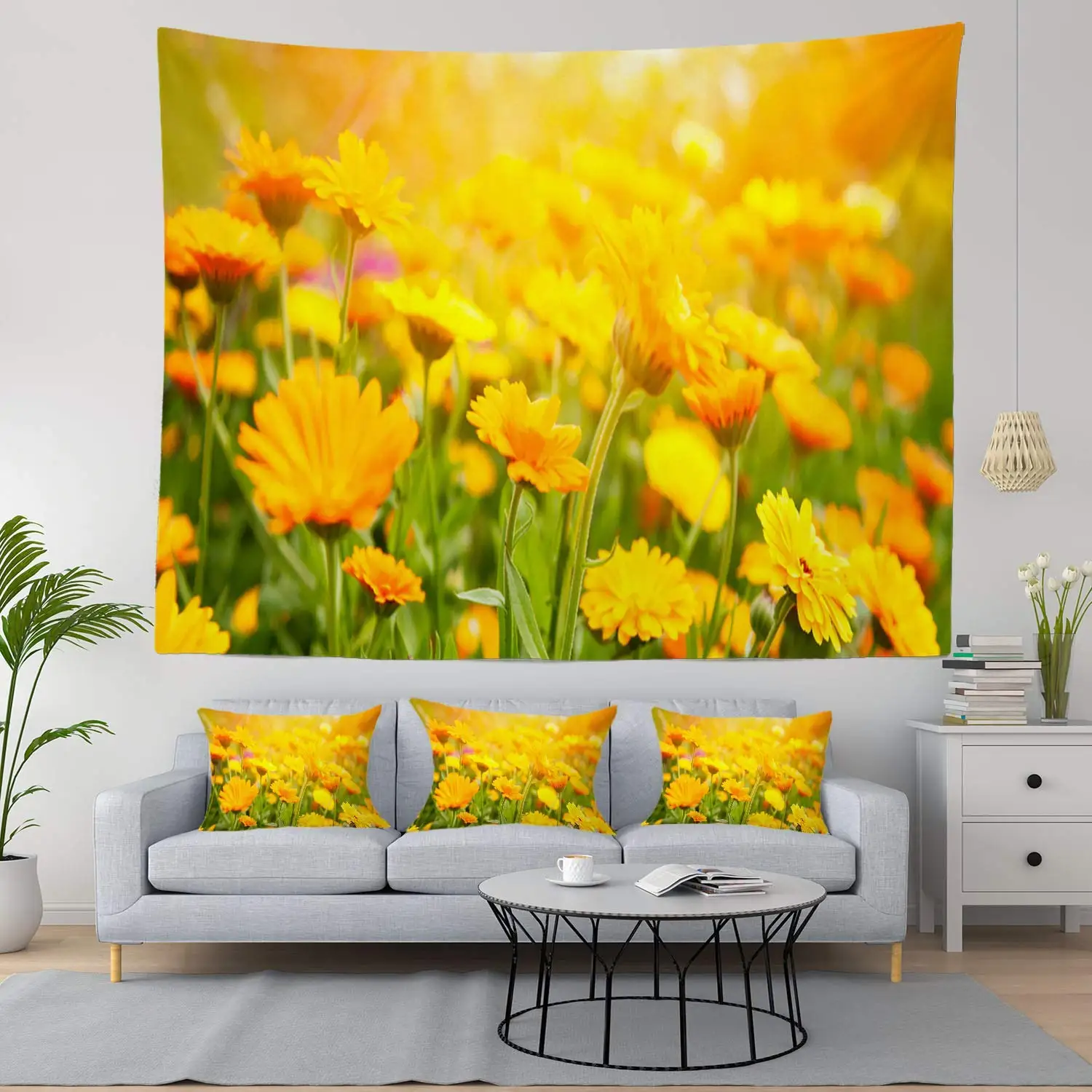 Marigold Календула Цветочное поле настенный большой гобелен