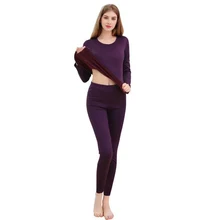 Плотное интимное белье фиолетового цвета на осень и зиму, теплое термо белье для мужчин и женщин, Пижамный костюм с длинным рукавом, термобелье