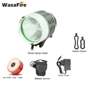 

XM-L T6 LED Bicycle Front Light 1800 Lumen Cycling Flashlight 18650 Battery Bicycle Headlight Lantern with Safety Rear Back Lamp