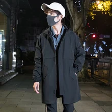 Зимняя ветровка мужская теплая Модная однотонная Повседневная хлопковое длинное пальто Мужская Уличная дикая свободная хлопковая куртка мужской Тренч