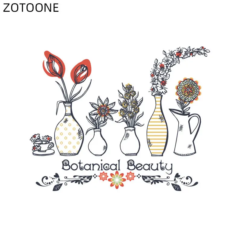 Нашивки ZOTOONE для одежды термоклейкие в виде вазы с цветами мультипликационными