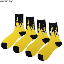 Мужские и wo мужские нейтральные носки с пламенем модные персональные уникальный дизайн хип-хоп уличные носки