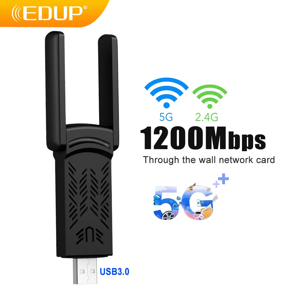 Wi-Fi-адаптер EDUP 1200 Мбит/с 2 4/5 ГГц | Компьютеры и офис
