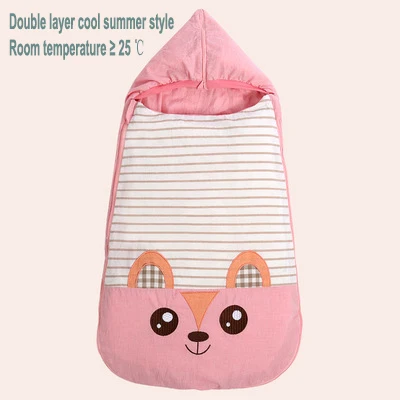 Спальный мешок для новорожденных, противоскользящее одеяло, хлопковые спальные мешки, пеленка с рисунком, конверты для новорожденных, постельные принадлежности - Цвет: summer cool-pink