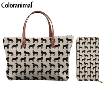 

Coloranimal 2Pcs Ladies Shoulder Bags Tote Bags Lovely Rottweiler Dog Print Big Handbags for Women Crossbody Bags Shopping Bags