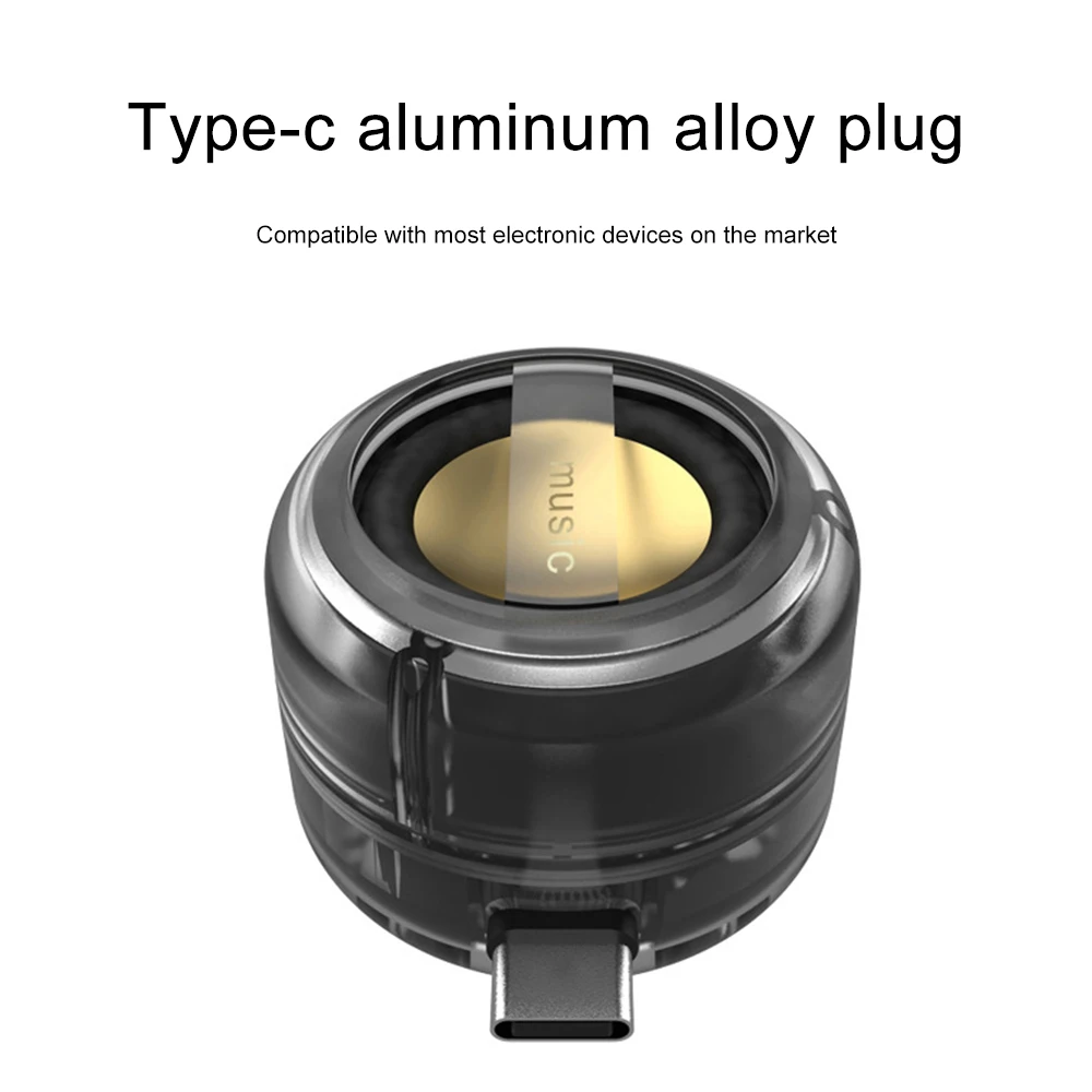 Alto-falante Portátil tipo c Mini Telefone Plug in Recarregável com Clear Bass Universal para Telefone Celular Compacto - Image 5