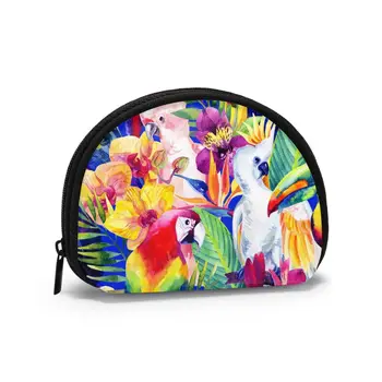 

2020 Man Women Smart Wallet Business Card Wallet Credit Business Mini Card Wallet Watercolor Parrots Tropical Flowers