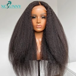 kinky Straight Wig 13x6x3.5 HD Lace Frontal Wig Transparent Deep Part Lace Front Human Hair Wigs Remy Brazilian Xcsunny