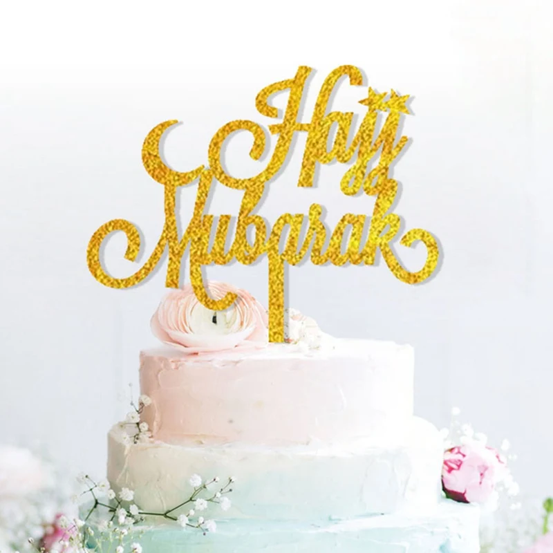 Черная блестящая золотая бумага Eid Mubarak Cupcake Toppers Для мусульманской Eid еда для вечеринки выбирает Декор кекса Mubarak Topper