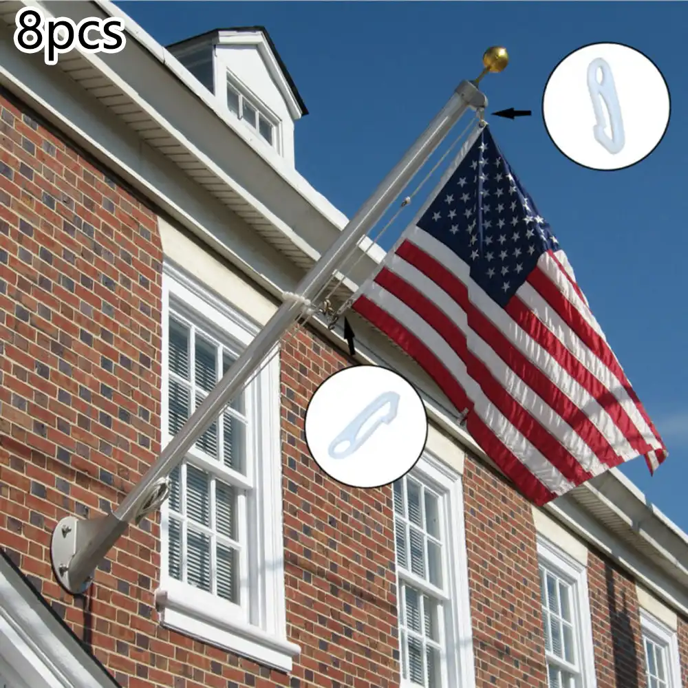 Details about / 2/" Heavy Duty Metal Flag Pole Snap Clips Loop Hook Flagpole 6-Pack