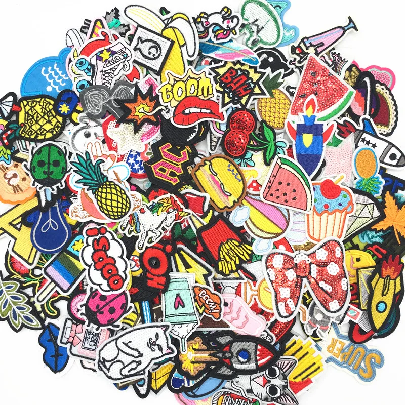 

30PCS/lot Embroidery Patches Mixed Random Cute Cartoon Iron On Patches for Clothing Stickers On Clothes Kids Jeans Summer Style