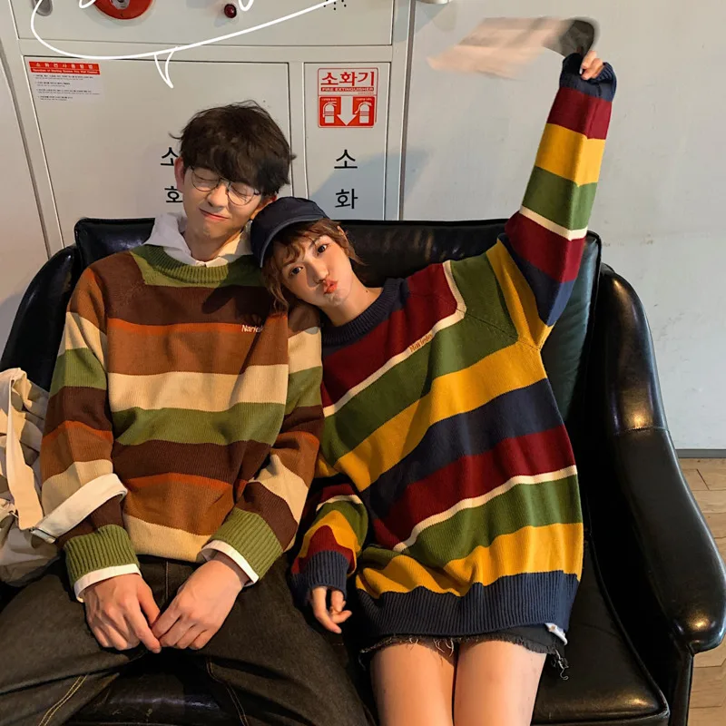 Autumn Sweater Men Warm Fashion Contrast Color Casual O-neck Knit Sweter Man Clothes Streetwear Wild Loose Couple Pullover Men Autumn Sweater Men Warm Fashion Contrast Color Casual O-neck Knit Sweter Man Clothes Streetwear Wild Loose Couple Pullover Men