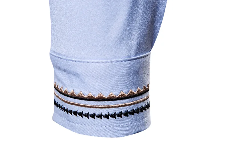 Мужская Повседневная рубашка Slim Fit Мужская Повседневная рубашка на пуговицах с вышивкой длинные рукава официальные сорочки мужская одежда