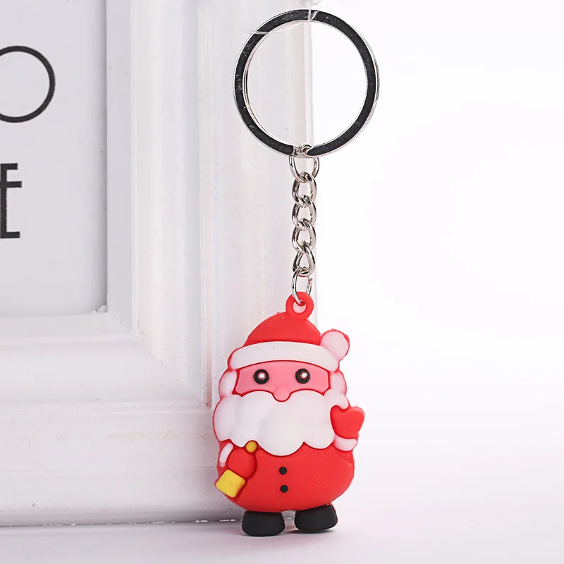 2021 Christmas Theme Keychain Santa Claus Xmas Tree Deer Snowman Love Heart Shape King Rings Women Girls Gift Car Bag Pendants | Украшения