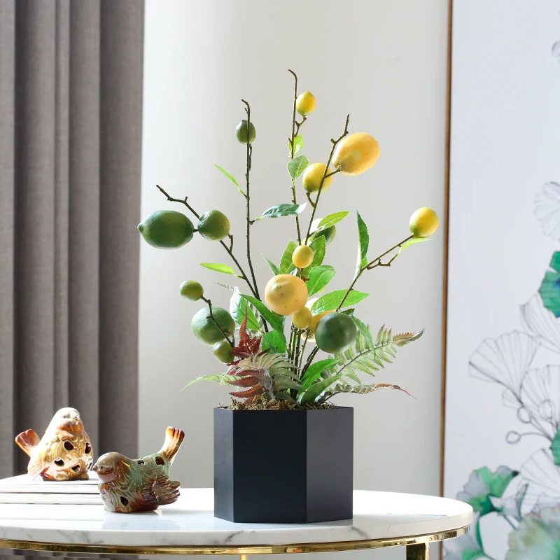 

Artificial Tree Branch Lemon Fruit Branch Indoor Simulation Floral Living Room Decoration Artificial Plants Home Decor Kitchen
