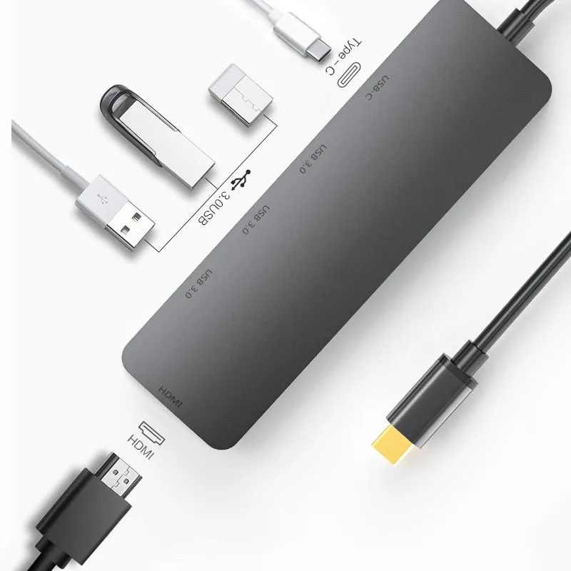

5 in 1 USB C Hub USB 3.1 Type-C Adapter 4K HDMI 100W PD 3 USB 3.0 5Gbps for MacBook Air 2020, HP Spectre Huawei P30 Pro NoteBook