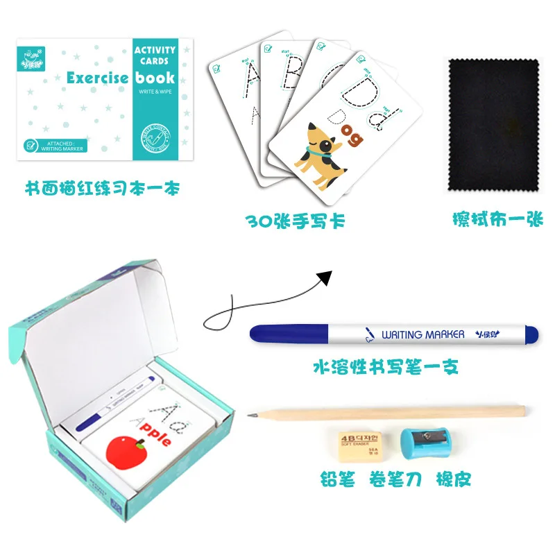 

Young CHILDREN'S Practice Card Funny Card Early Education ENLIGHTEN School Season Cartoon Calligraphy Board Toy Number Letter Ca