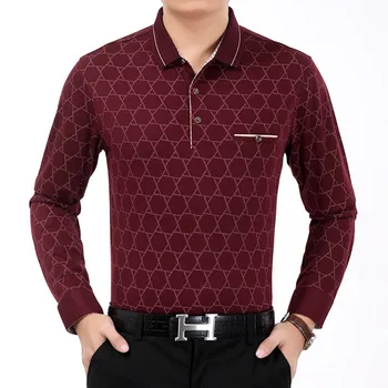 

Fashion Spring and Autumn Dad Suit Men's Business Casual Formal Shirt Men's Loose Long Sleeve Print Shirt