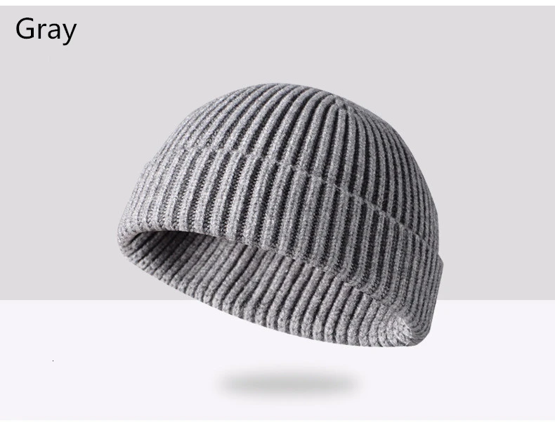 Осенняя и зимняя Ретро шапка с дыней в стиле хип-хоп, уличная шапка, теплая короткая шерстяная вязаная шапка унисекс - Цвет: F