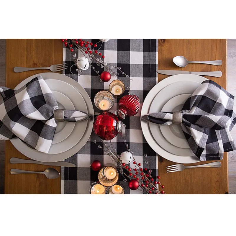 

MTL check plaid Pattern cotton table runner Table Mat Napkin cloth Decoration