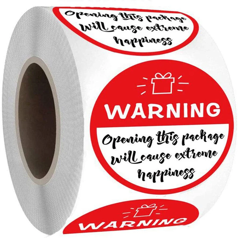1.5inch Red and White Adorable Warning: Extreme Happiness Sticker Labels | Канцтовары для офиса и дома