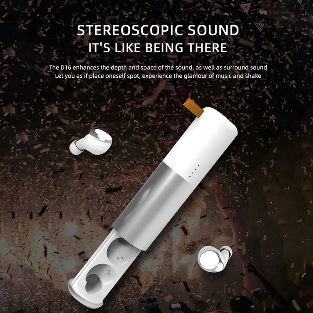 

TWS Bluetooth 5.0 Wireless Headset Portable In-ear Sports Headphones Hands-free Earbuds with Charging Box Gaming Headset D16