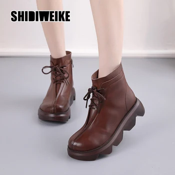 

Women Shoes 2020 New Women Genuine Leather Casual Shoes Fashion Waterproof Flat Platform Shoes Women Comfortable v891