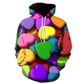 

3D Print Unisex Love Heart For Lovers Hooded Hoodies Sweatshirts Autumn Spring Pullover Harajuku Tops 6Xl