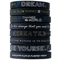 1 pz braccialetto ispiratore motivazionale sii te stesso, cambia il mondo crea un braccialetto di gomma da polso in Silicone ispiratore da sogno