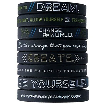 

New Inspiring Bracelets Motivational Be yourself, Change The World Create Dream Inspirational Silicone Wristband Rubber Bracelet
