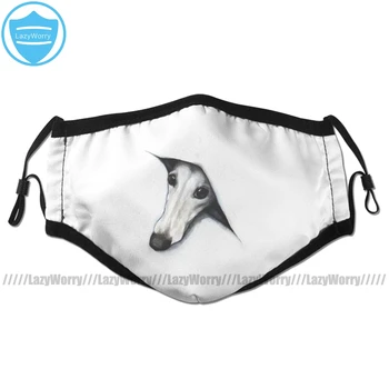 

Greyhound Mouth Face Mask Peeping Whippet Facial Mask Fashion Funny with 2 Filters for Adult
