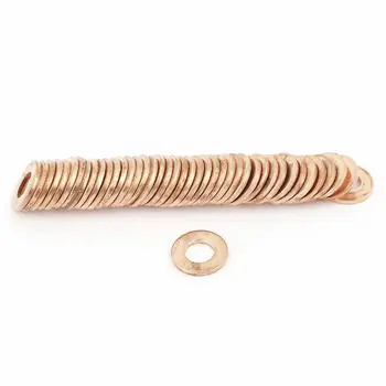 

50pcs 7mmx14mmx1.5mm Copper Flat Washer Ring Oil Brake Line Seal Fasteners