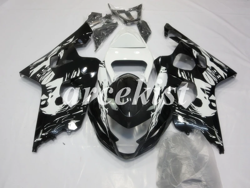 

New ABS Motorcycle Injection Full Fairings Kit Fit for Suzuki GSX-R600 GSX-R750 K4 2004 2005 04 05 Bodywork set black white Cool