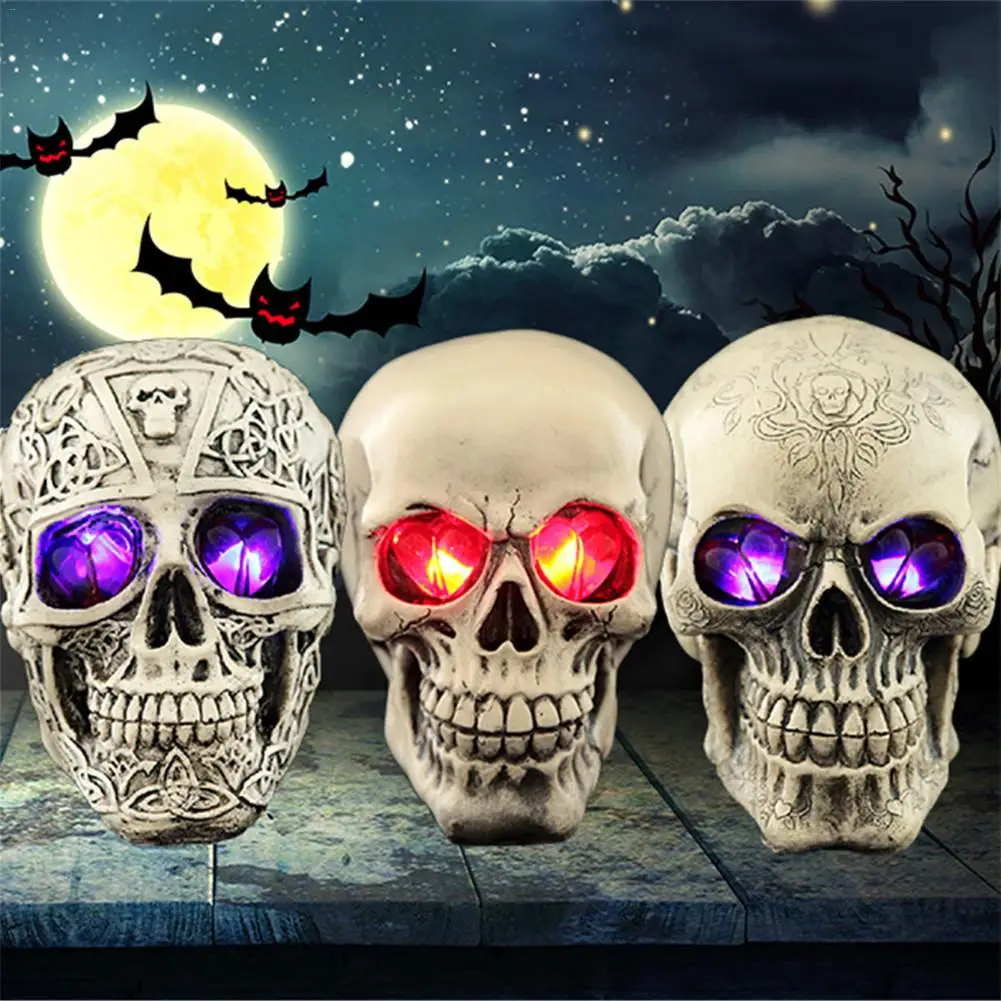 

New High-quality Haunted Houses Decoration LED Glowing Ghost Head For Halloween Bar Decorative Props Supplies Portable