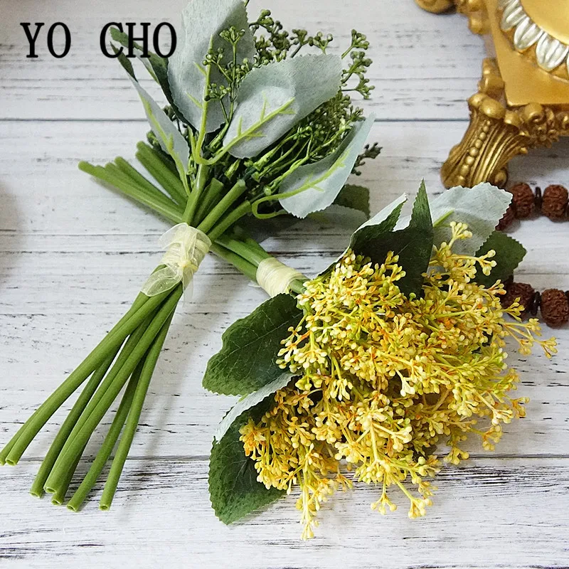 Artificial Rice Spike Grass Plants DIY Handmade Faux Green Grass Christmas Decoration Plants Fake Plant Flower Home Table Decor