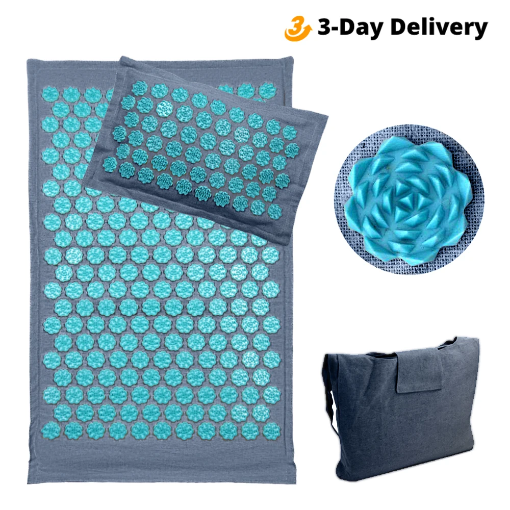 Photo Product Coconut Fiber Acupressure Mat Back Foot Massage Mat with Pillow Set Relaxation Stress Relief Lotus Spike Acupuncture Mat Cushion