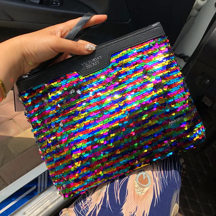 Make- up bag, large- capacity bag, simple, portable wash bag, sequin change, mobile phone bag