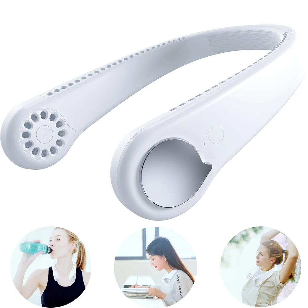 

Mini Portable Leafless Neck Fan,USB Rechargeable Wearable Lazy Sports Halter Fan Mini Hanging Neck Fan Pocket Quiet Ventilator