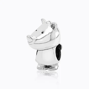 

New Arrival 100% 925 Sterling Silver Beads,Rino The Rhinoceros Charms fit Original Pandora Bracelets Women DIY Jewelry