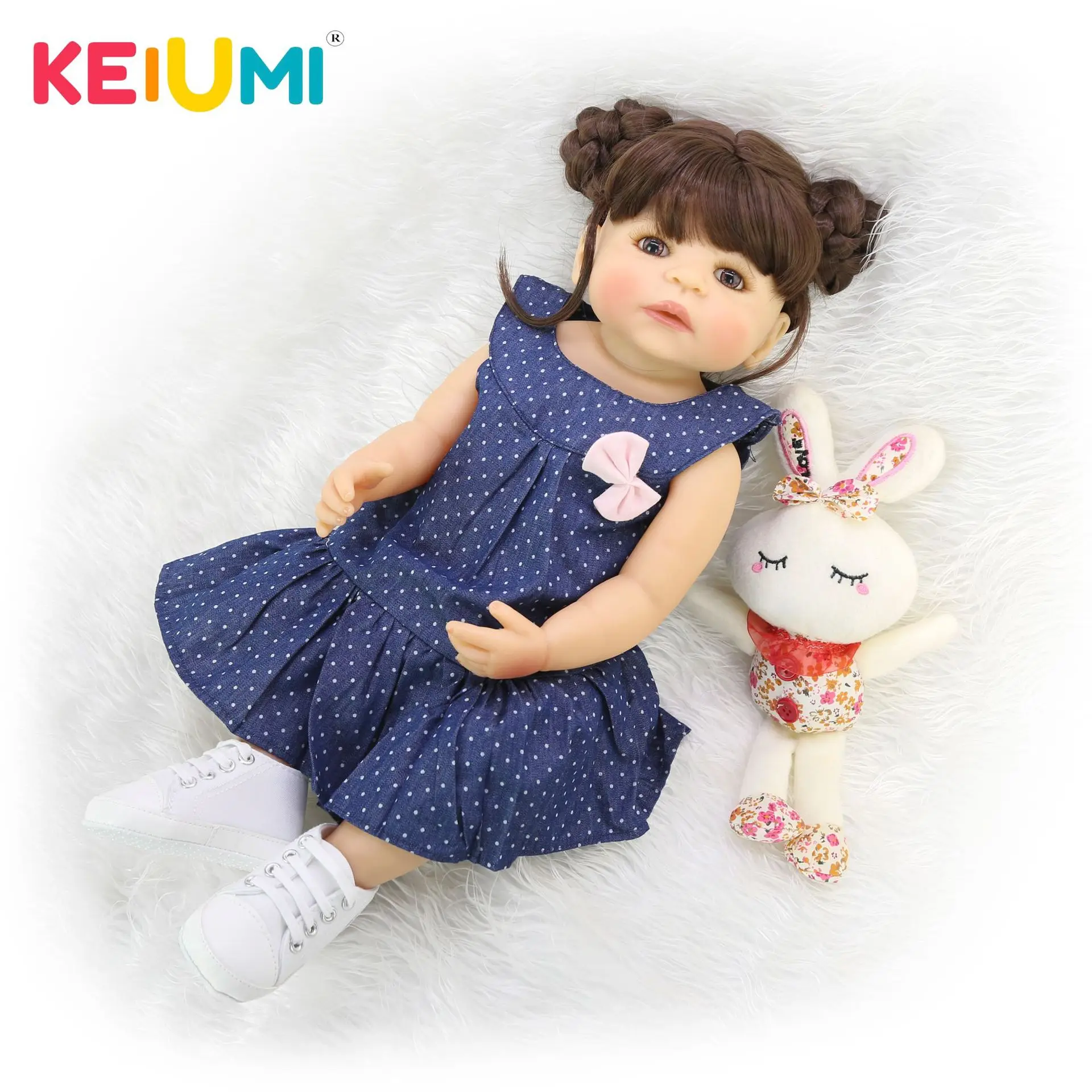  Keiumi 22-Inch All Silica Gel Reborn Baby Doll Reborn Baby GIRL'S Model Infant Safe Non-toxic