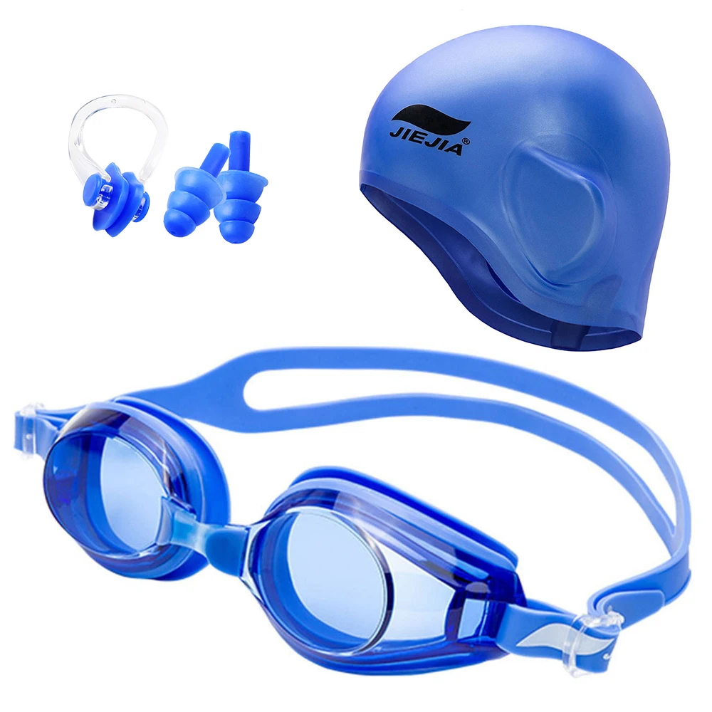

Swimming Gear Set with Swim Goggle Swim Cap Ear Plugs Nose Clip For Women Men Swimming Set Water Sports Swimwear