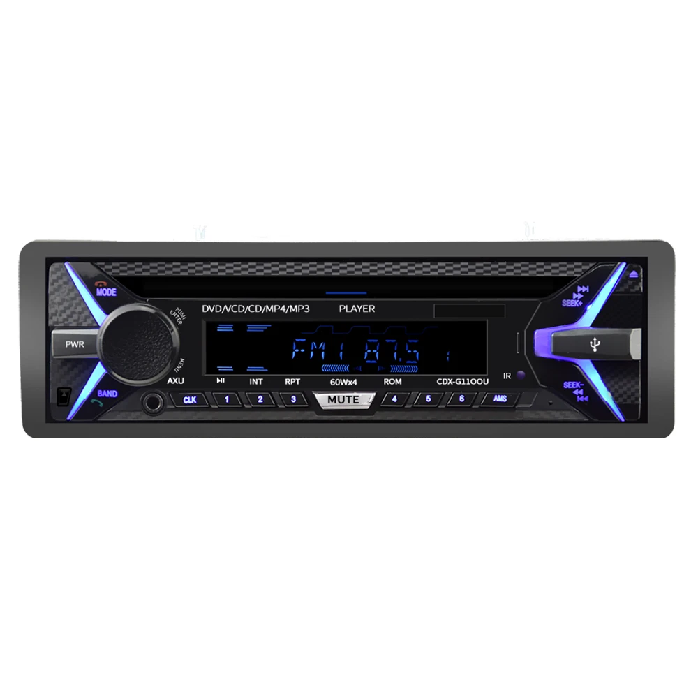 Автомагнитола с Bluetooth автомагнитола Dvd-плеером Fm-радио Aux-входом Sd Usb 12 В 1 Din
